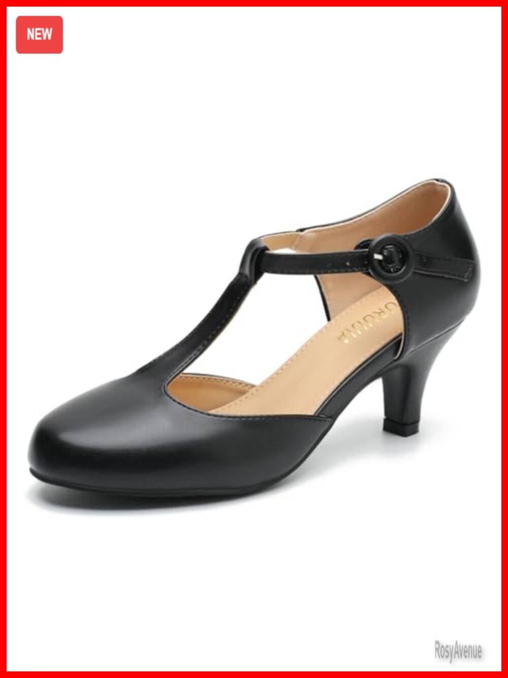 Women's T-Strap Kitten Heel Pumps Low Heel Dress Shoes for Wedding Party Work
